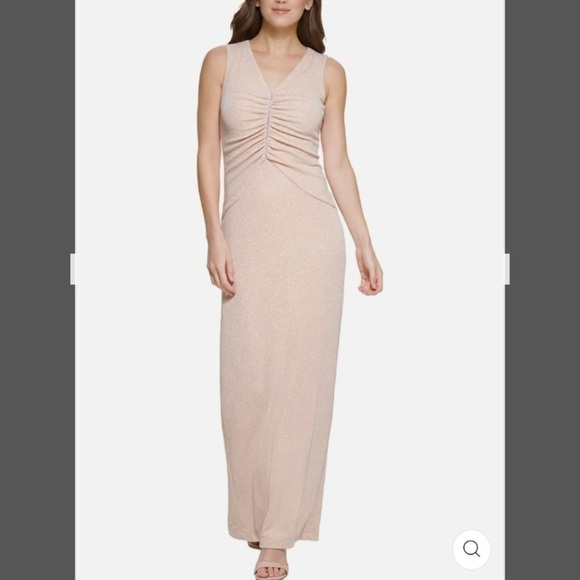 CALVIN KLEIN Embellished Maxi Evening Glitter Dress in Blossom - Picture 5 of 6